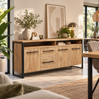 WoonMax Dressoir Carriba Mango - 3 deur/2 lades - 210 cm