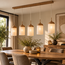 Light en Living Hanglamp 5L 117x10x27 cm DANIA houtprint naturel+touw crème