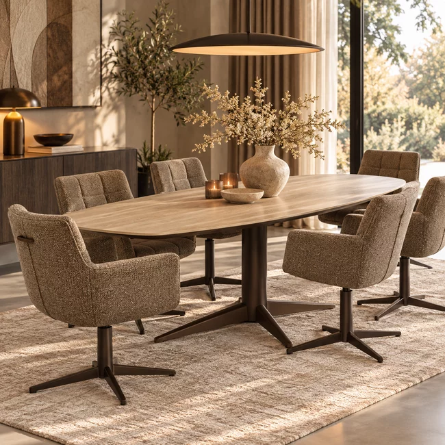 WoonMax Eettafel Deens ovaal Dorset - 8 afmetingen - Diverse kleuren