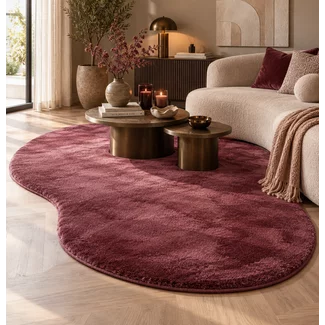 HomeBound by KY Vloerkleed Fluffy Miro kidney 200x300cm burgundy