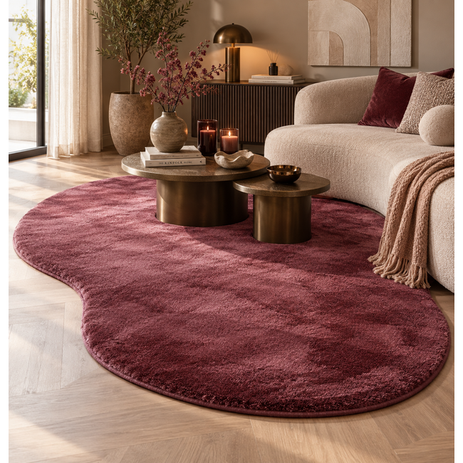HomeBound by KY Vloerkleed Fluffy Miro kidney 200x300cm burgundy