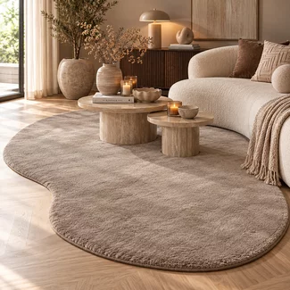 HomeBound by KY Vloerkleed Fluffy Miro kidney 200x300cm taupe