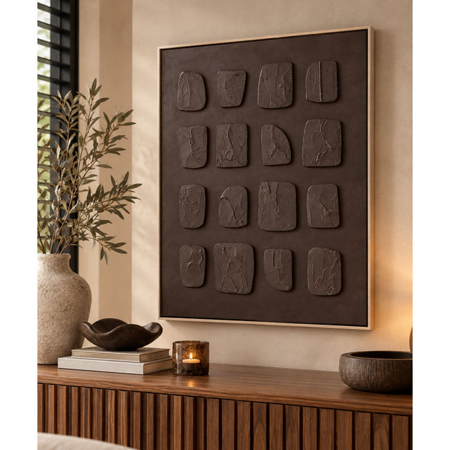 HomeBound by KY Schilderij Monox 3D Bruin 70x90 cm | HomeBound