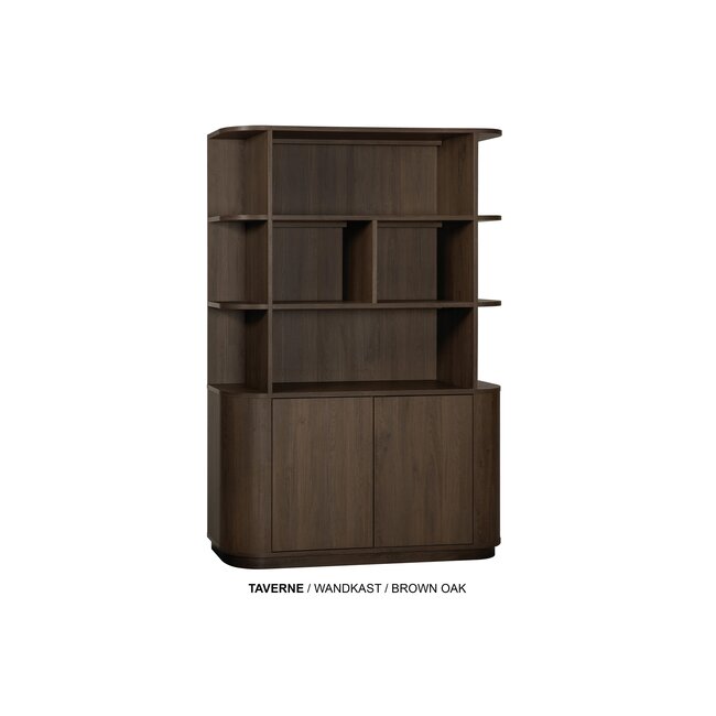WoonMax Wandkast Taverne 2 deurs en 4 open vakken - Brown oak