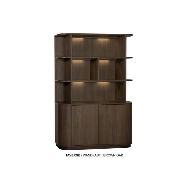 WoonMax Wandkast Taverne 2 deurs en 4 open vakken - Brown oak