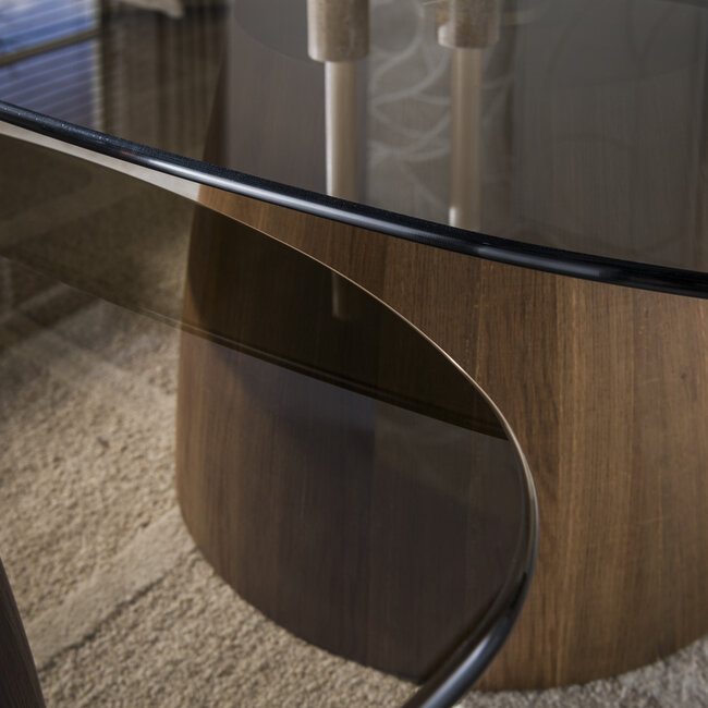 WoonStijl Salontafel Tinto driehoekig set set van 2 salontafels met brons glas