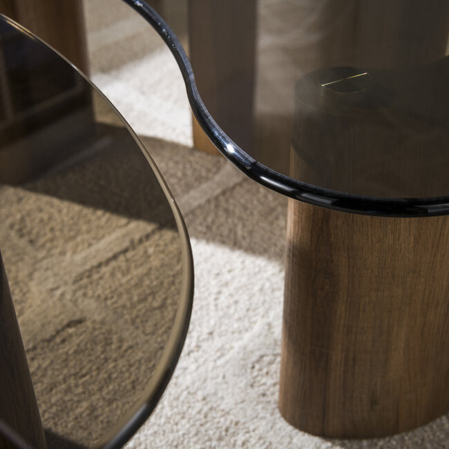 WoonStijl Salontafel Tinto organisch set van 2 salontafels met brons glas
