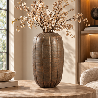 Light en Living Vaas deco Ø35x63 cm AGNITA donker bruin
