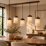 Light en Living Hanglamp 5L 117x10x27 cm DANIA houtprint donkerbruin+touw crème
