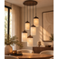 Light en Living Hanglamp 5L Ø50x32 cm DANIA houtprint donkerbruin+touw crème