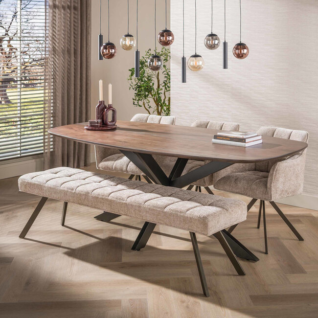 WoonStijl Bank Raster 180 cm Hoven zand-bruin