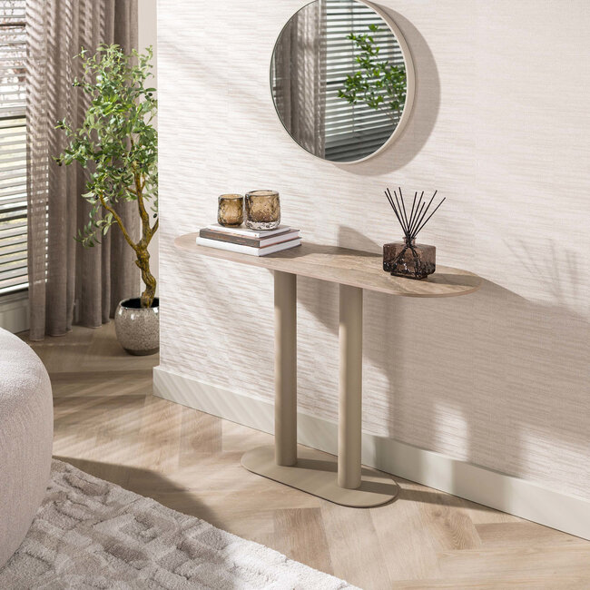 WoonStijl Haltafel Selvo 3D travertin zand