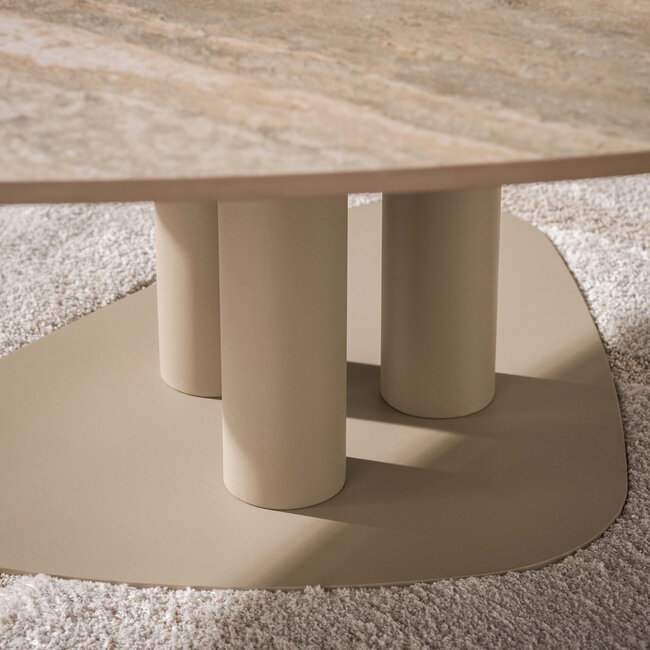 WoonStijl Salontafel Selvo driehoekig - 3D travertin zand