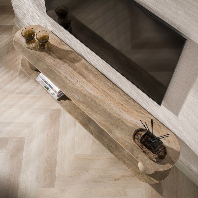 WoonStijl TV-meubel Selvo 180cm - 3D travertin zand