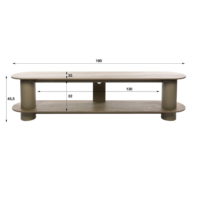 WoonStijl TV-meubel Selvo 180cm - 3D travertin zand