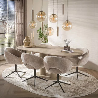 WoonStijl Eettafel Selvo 215cm - 3D travertin zand