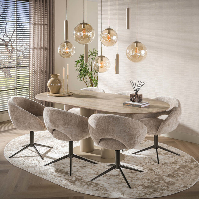 WoonStijl Eettafel Selvo 215cm - 3D travertin zand
