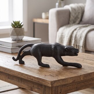 Light en Living Ornament Luipaard Mat Zwart 21 cm