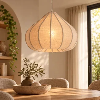 Light en Living Hanglamp Ø50X34 cm ZUBEDA linnen naturel