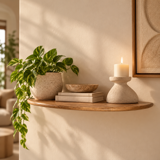 Light en Living Wandplank 49x15x3 cm GINOSU olie bruin
