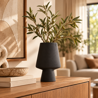 Light en Living Vaas deco CIARA keramiek zwart 23x12,5x30 cm