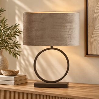 Light en Living Lampenkap ovaal recht smal 38-17,5-28 cm PALATA taupe
