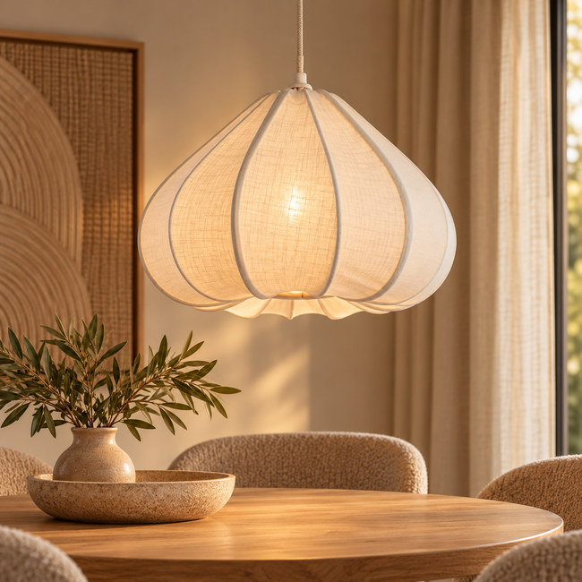 Light en Living Hanglamp Ø38,5x28 cm ZUBEDA crème