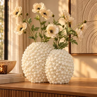 Light en Living Vaas deco 32x18x27,5 cm BERRIES beige