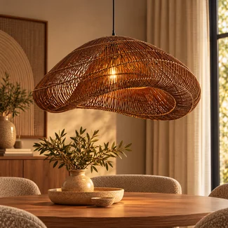 Light en Living Hanglamp 65x64x30,5 cm JANZUR rattan donkerbruin