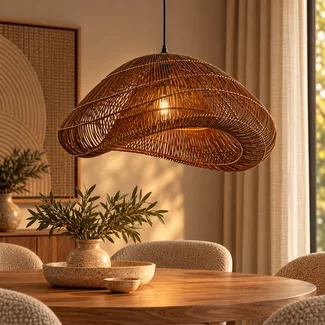 Light en Living Hanglamp 54x52,5x30,5 cm JANZUR rattan donkerbruin