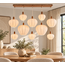 Light en Living Hanglamp 10L 144x49x200 cm HUXI houtprint + linnen crème
