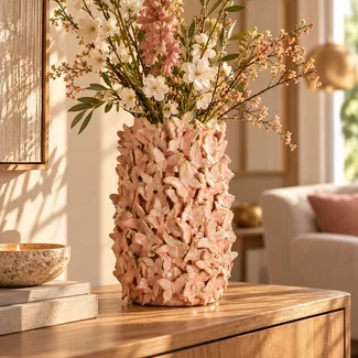 Light en Living Vaas deco Ø23x36,5 cm MARIPOSA keramiek roze