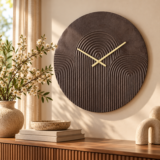 Light en Living Klok Ø58 cm GWENNA bruin