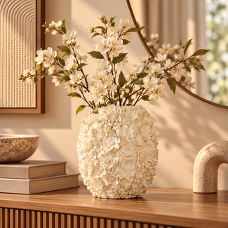 Light en Living Vaas deco Ø17x20 cm VIOLETA mat creme