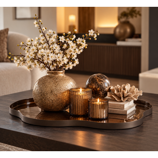 Light en Living Schaal Ø50x2 cm PEDRIO glans bruin-brons+mat bruin-brons