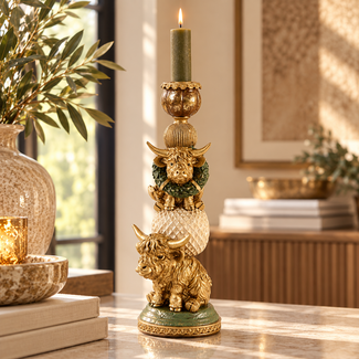 Light en Living Kandelaar 12x9,5x30,5 cm BULL goud+crème