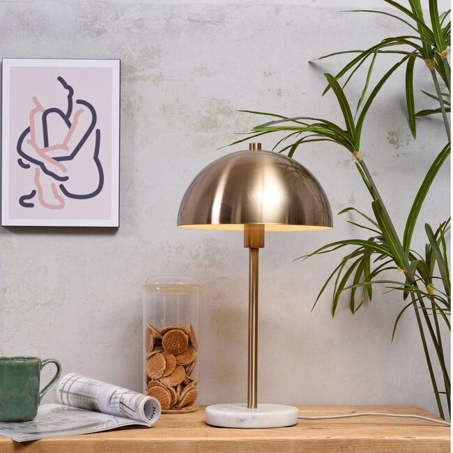Good&Mojo Tafellamp ijzer/marmer Toulouse h.45cm kap Ø25 goud