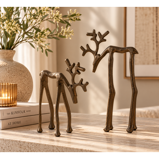 Light en Living Ornament 15x6x25 cm DEER mat bruin-brons