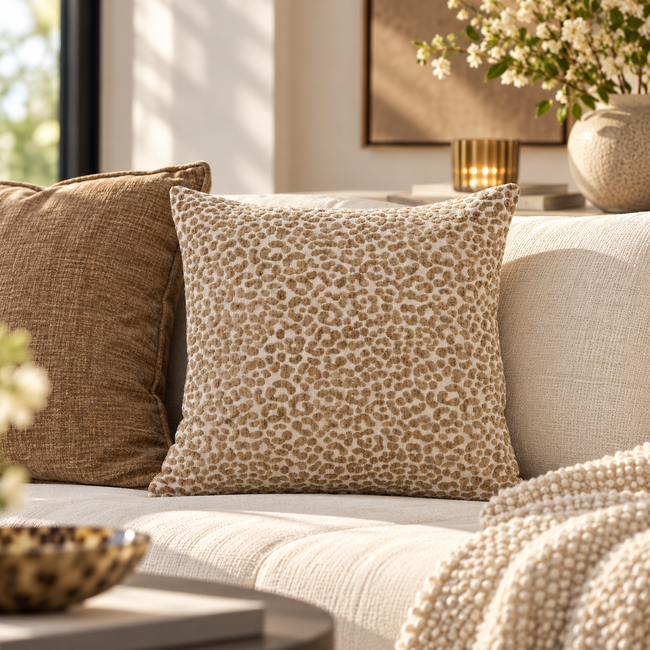 Light en Living Kussen 45x45 cm SAFFORD zand + olijfgroen