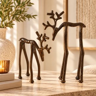 Light en Living Ornament 15x6x20 cm DEER glans bruin-brons
