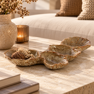 Light en Living Ornament / schaal 29x15,5x3 cm CINDEL keramiek bruin
