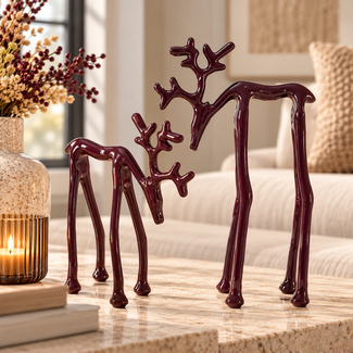 Light en Living Ornament 15x6x25 cm DEER glans aubergine