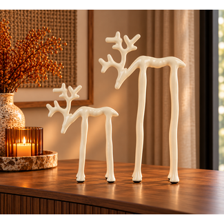 Light en Living Ornament 15x6x20 cm DEER mat crème