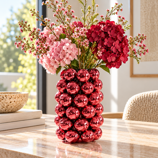 Light en Living Vaas deco Ø16x24,5 cm BUTANG keramiek metallic rood