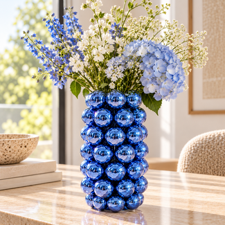 Light en Living Vaas deco Ø16x24,5 cm BUTANG keramiek metallic blauw