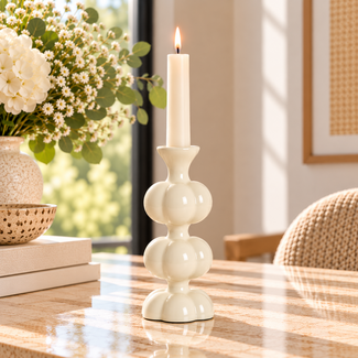 Light en Living Kandelaar Ø10x26 cm CALDAS glans crème