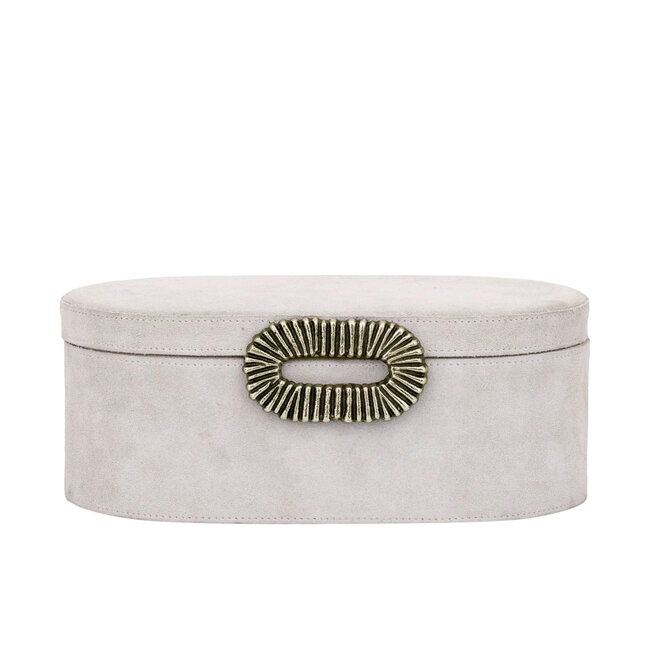 PTMD Opbergbox Hazael Beige suede set van 2 met ovale hendel