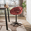 WoonStijl Barstoel Cupa Delviro bordeaux rood - Frame bruin in hoogte verstelbaar