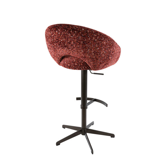 WoonStijl Barstoel Cupa Delviro bordeaux rood - Frame bruin in hoogte verstelbaar