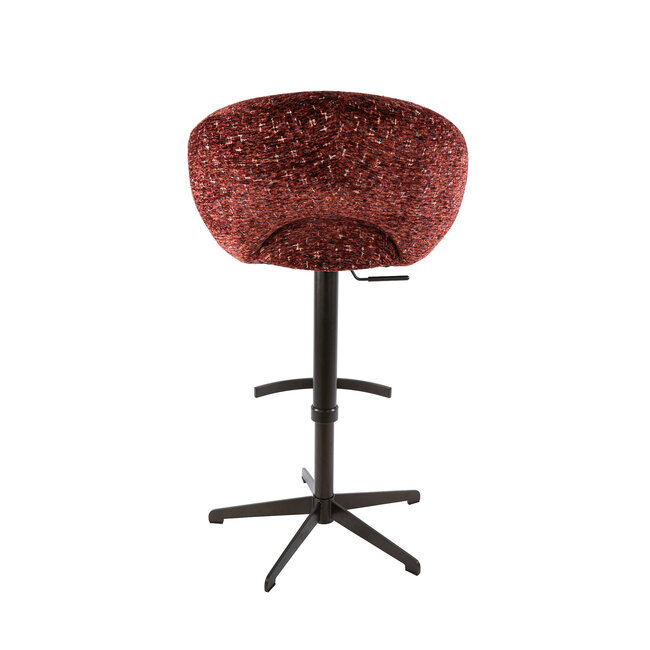 WoonStijl Barstoel Cupa Delviro bordeaux rood - Frame bruin in hoogte verstelbaar